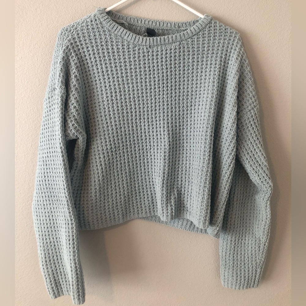 Teal Green Waffle Sweater